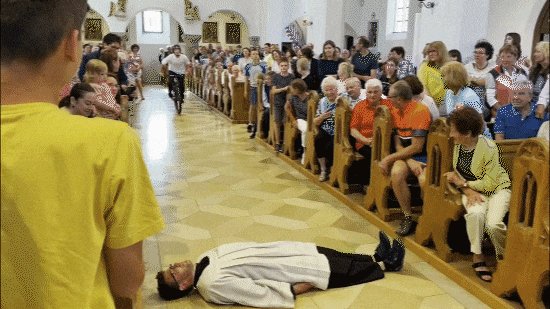 BMX jump at Holy Mass.