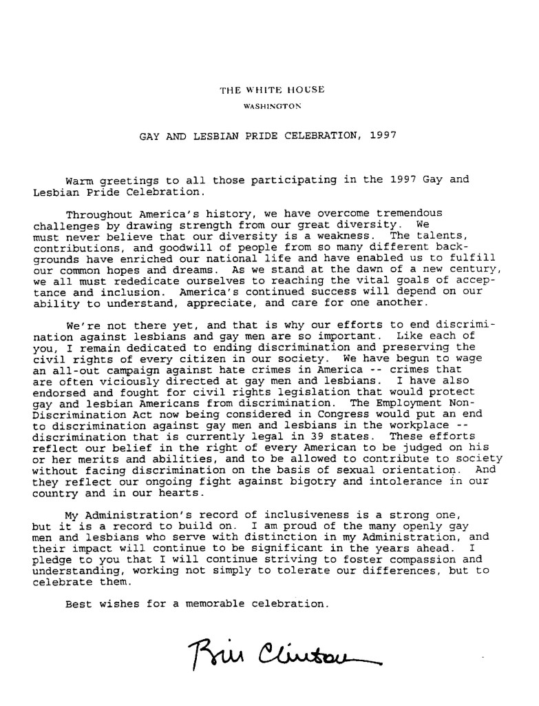 Bill Clinton's apporval letter.
