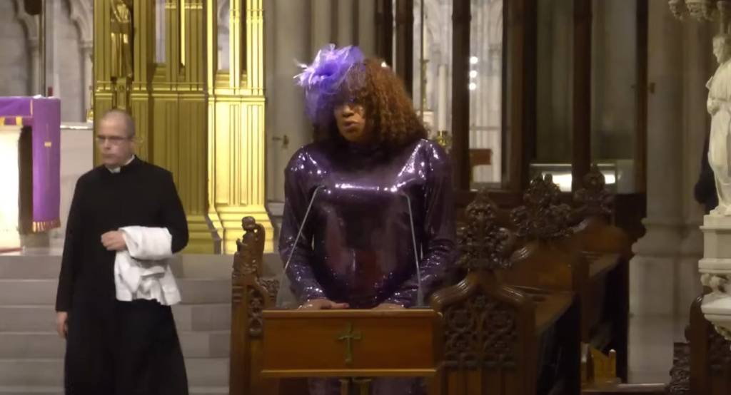 Funny Tranny Dressed in Purple.