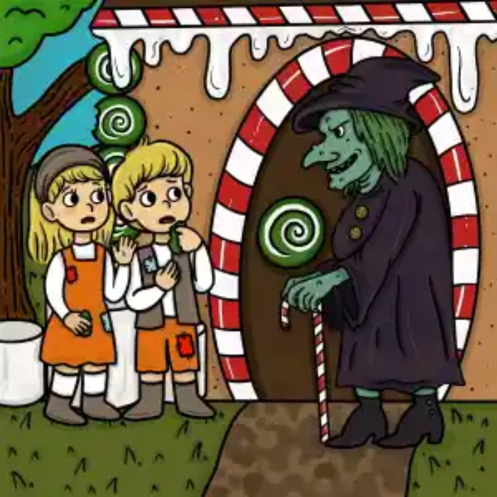 Witch luring children.
